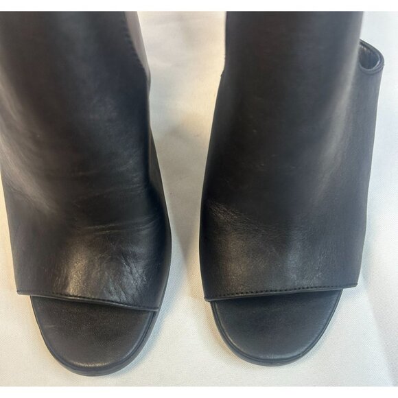 Aldo Legossa Black Leather Open Toe Mule Size 8 Block Heels Boho Western Slip On - Picture 4 of 13